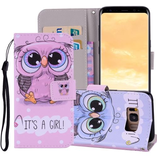 Galaxy S8 Housse Etui Cuir Pu Hiboux Als89520