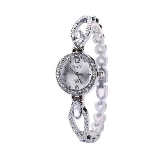 Montre Femme Bracelet Quartz Rhinestone Inox #28 Argent