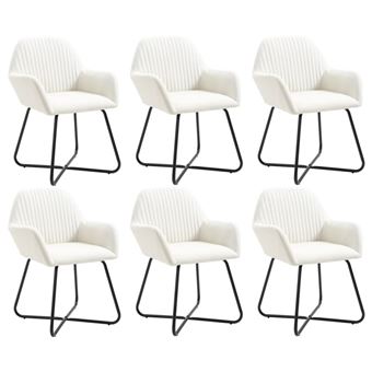 vidaXL Chaises de salle à manger 6 pcs Crème Tissu - 1
