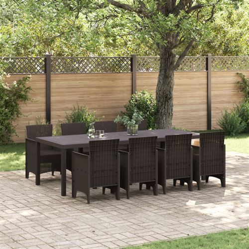 Non Communiqué Marron Ensemble De Salle À Manger De Jardin De 9 Pièces Poly Rattan