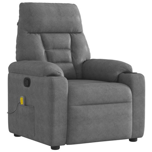 vidaXL - Fauteuil inclinable de massage - Tissu microfibre - Gris - Image 2