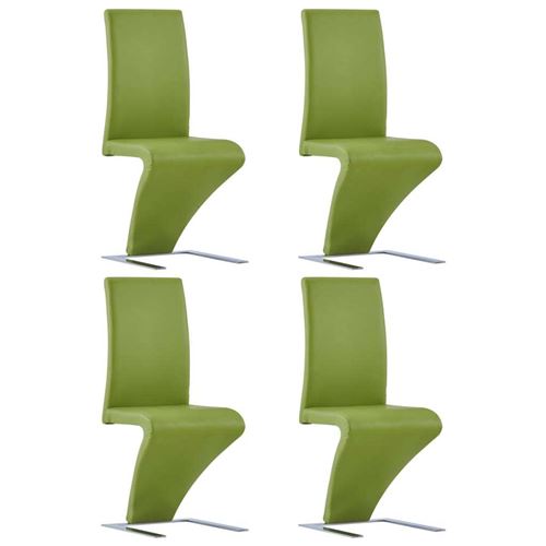 vidaXL Chaises à dîner avec forme de zigzag 4 pcs Vert Similicuir