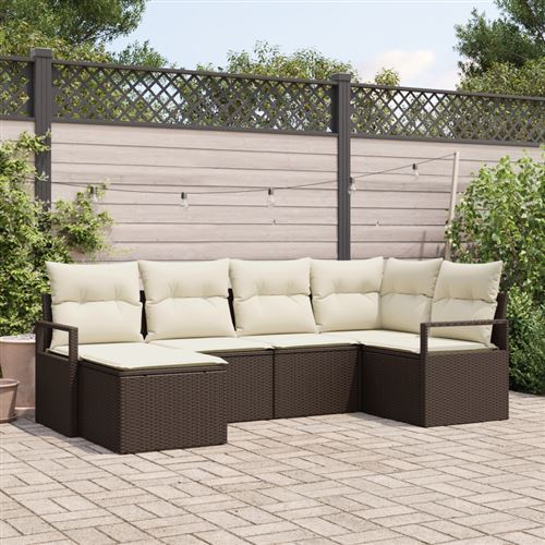 Set Divano Da Giardino Con Cuscino 6 Pcs Marrone, Crema - Vidaxl