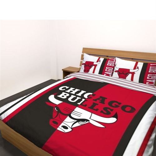 Housse de couette Basket Chicago Bulls, Rouge/Noir, 200x200cm, 100% Coton