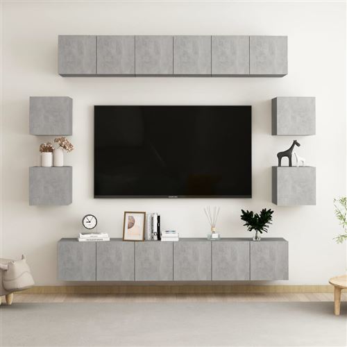 Non Communiqué Gris Vidaxl Ensemble De Meubles Tv 10 Pcs Béton Aggloméré