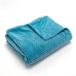 Plaid damier turquoise 130X170 cm - Amadeus - Bleu - Polyester