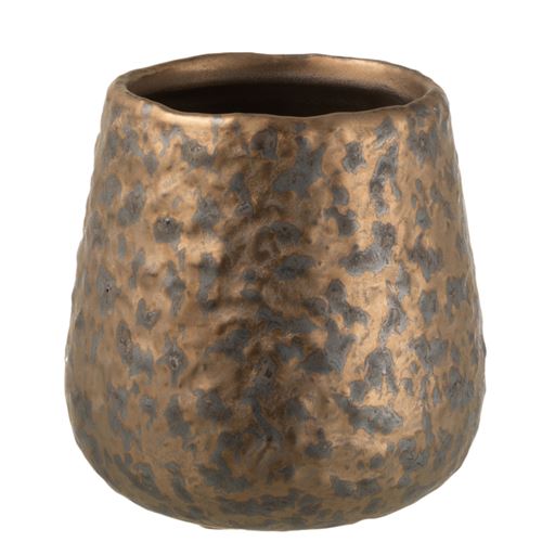 JOLIPA Cache pot en céramique cuivrée - Hauteur 12 cm - Diamètre 10.5 cm (au plus large)
