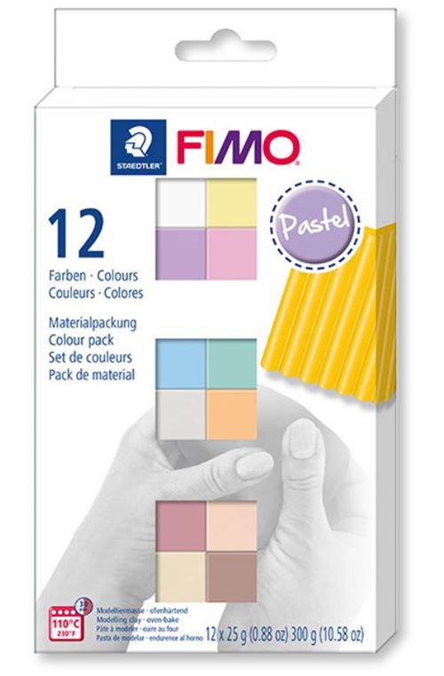 Bo&icirc;te de 12 pains Graine Cr&eacute;ative 25g Fimo Soft PASTEL assortis