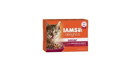 Iams delights humide poulet en sauce - toutes races - 12x85 g - pour chat senior