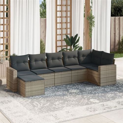 Non Communiqué Gris Vidaxl Salon De Jardin Avec Coussins 7 Pcs, Canapés Avec Pieds Réglables, Ensemble De Meubles D'extérieur Patio Terrasse, 3251617