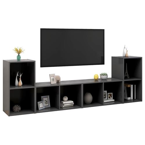 vidaXL Meubles TV 4 pcs Gris 72x35x36,5 cm Aggloméré