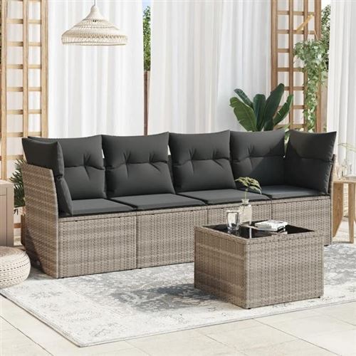 Non Communiqué Gris Salon De Jardin Modulable Vidaxl Resine Tressee 5 Pieces 55.0 X 55 X 37