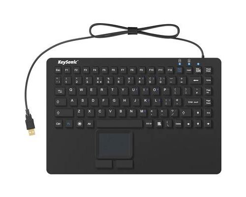Clavier Keysonic KSK-5230 IN (UK) noir membrane en silicone, étanche (IPX7), pavé tactile intégré, boutons de souris