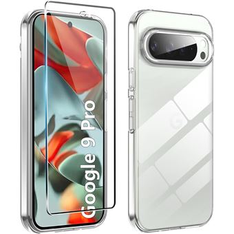 Pack coque transparente en TPU et vitre en verre trempé FULL cover noir pour Google Pixel 9 5G - XEPTIO - 1