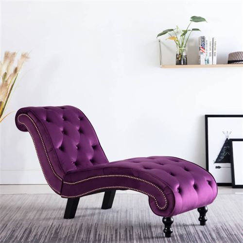 Vidaxl Violet Chaise Longue Velours - Image 2