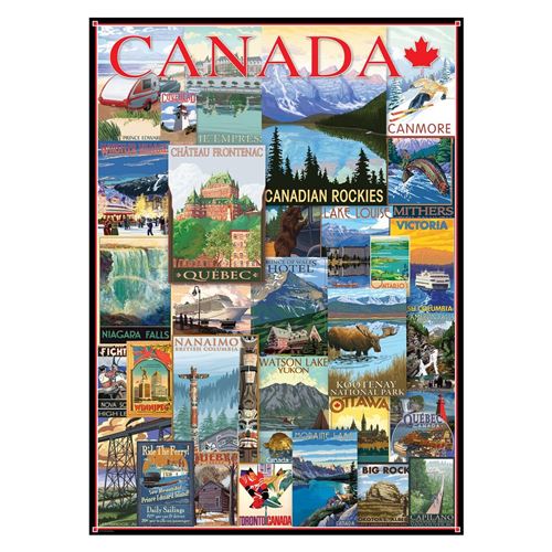 Puzzle Eurographics - Affiches vintage de Voyage Canada, 1000 pièces