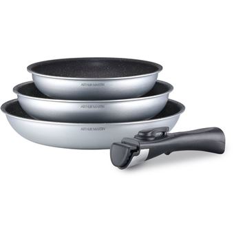 Batterie de cuisine Arthur Martin AM521S 3 poêles antiadhérentes 20/24/28 cm poignée amovible - 1