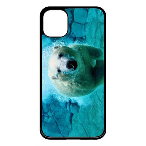 Coque My-Kase pour iPhone 11 - gros ours blanc plongee - Plastique Noir