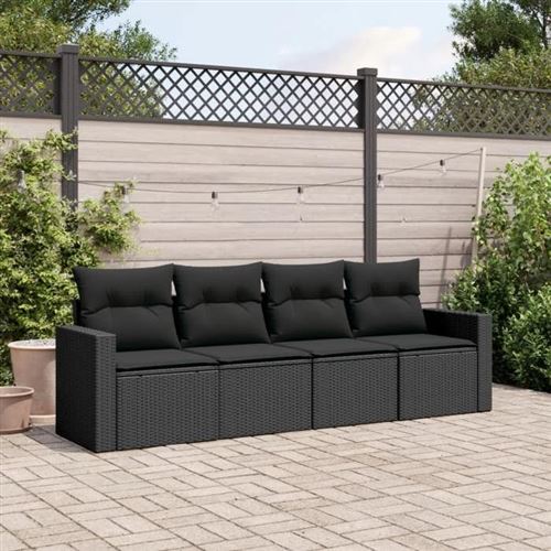 Non Communiqué Noir Vidaxl Salon De Jardin 4 Pcs Avec Coussins Résine Tressée 3218665