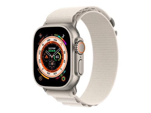 Apple Watch Ultra - 49 mm - titane - montre intelligente avec Boucle Alpine - textile - droit - taille du bracelet : M - 32 Go - Wi-Fi, LTE, UWB, Bluetooth - 4G - 61.3 g État correct - N/A reconditionné disponible sur Fnac