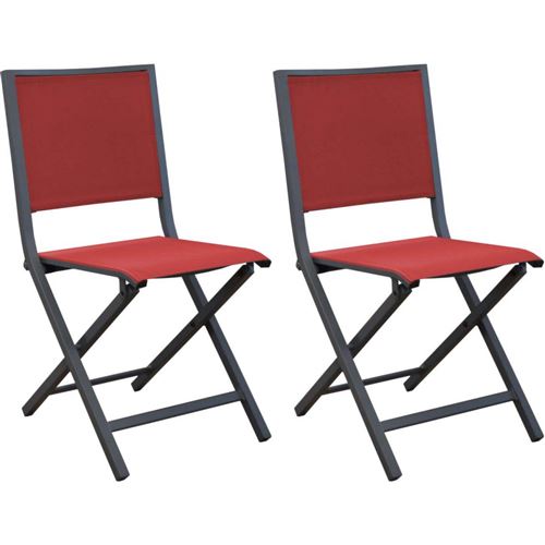 Proloisirs - Chaise pliante en aluminium Ida (Lot de 2) gris, rouge