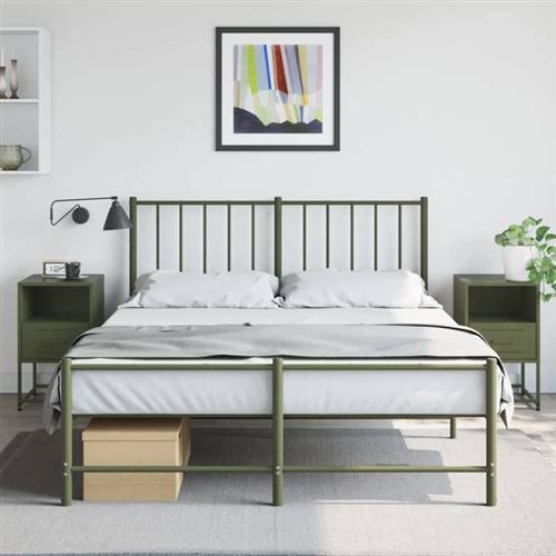 Vidaxl Noir/Vert Tables De Chevet 2 Pcs Olive 36X39x60,5 Cm Acier, Armoire, Armoire Latérale, Meuble De Chambre À Coucher, 846563 - Image 3