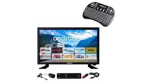 Pack antarion tv led 22 55cm téléviseur hd connecté 12v clavier ergonomique