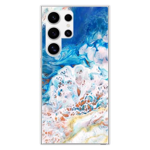 Coque en silicone imprimée compatible Samsung Galaxy S24 Ultra Marbre océan
