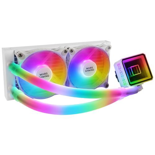 Réfrigération Liquide CPU Mars Gaming ML-ULTRA240 Blanc TDP 500W Effet Miroir Infinity ARGB