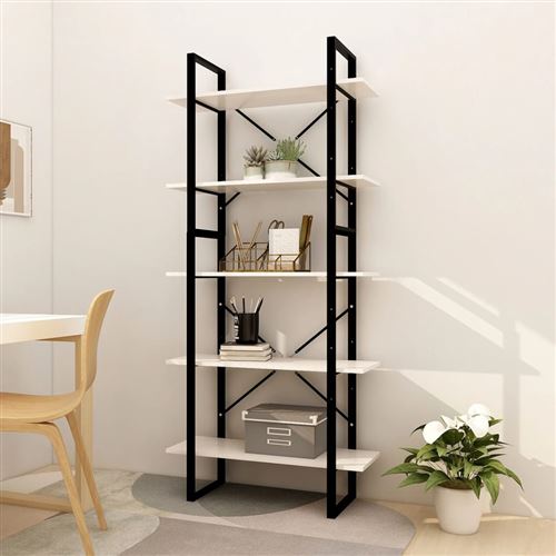 VIDAXL - Bibliothèque - 5 Niveaux - 80x30x175 cm - Blanc - Image 3