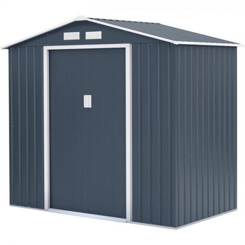 Abri de jardin en m&eacute;tal 2 71 m&sup2; 213 127 195 cm Kit d ancrage inclus Gris