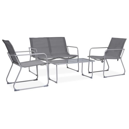 Non Communiqué Gris Salon De Jardin Vidaxl Acier 4 Personnes 4 Pieces