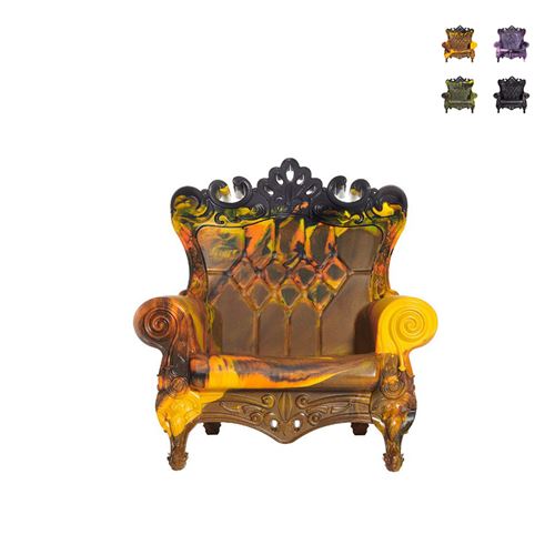 Fauteuil Trône Design Moderne Intérieur Extérieur Slide Queen Loves Nature Couleur: Multicolore 3