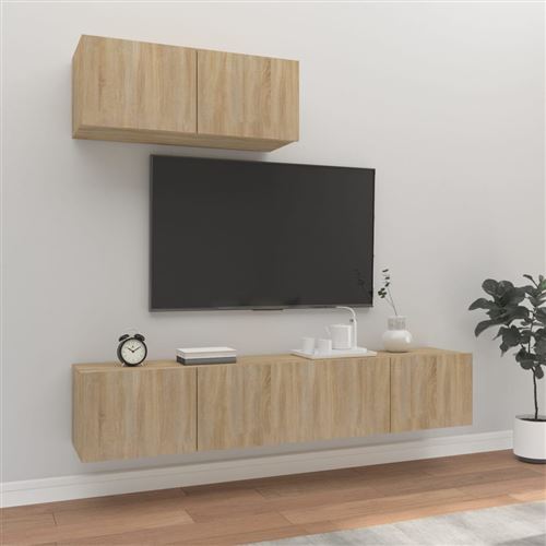 Non Communiqué Marron Vidaxl Ensemble De Meubles Tv 3 Pcs Chêne Sonoma Bois D'ingénierie3114472