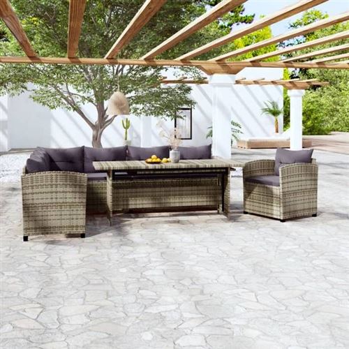 Non Communiqué Gris Ensembles De Chaises. Canapes Et Tables De Jardin Vidaxl Polyethylene 6 Personnes 3 Pieces