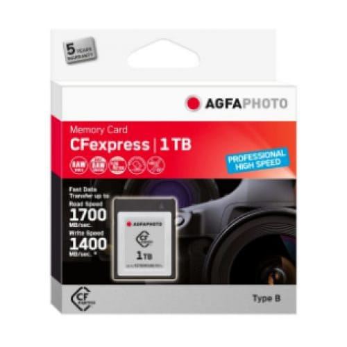 Carte Mémoire SD AgfaPhoto CFexpress Professional 10443 1000Go Flash NAND 1700Mo/s Noir