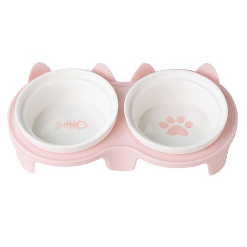 Gamelle pour chat Bol pour chat surélevé en céramique Bols rose