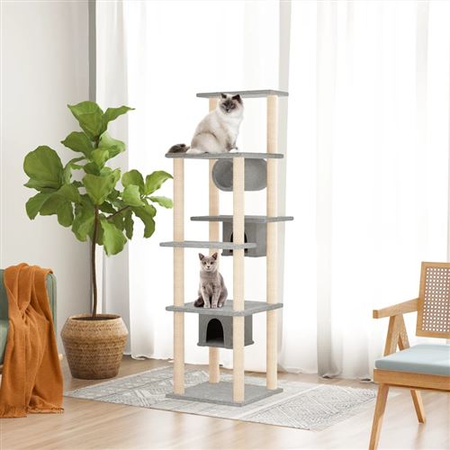Arbre &agrave; chat avec griffoirs en sisal Gris clair 169 cm