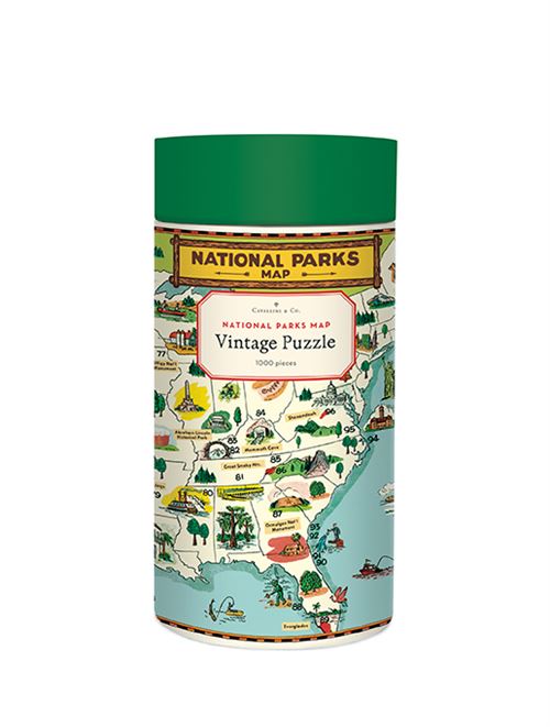 Puzzle LetterBox Cavallini Plan des parcs nationaux américains 1000 pièces 50 x 70 cm