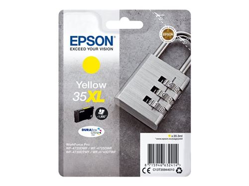 Epson 35XL - 20.3 ml - XL - jaune - original - blister - cartouche d'encre - pour WorkForce Pro WF-4720, WF-4720DWF, WF-4725DWF, WF-4730, WF-4730DTWF, WF-4740, WF-4740DTWF