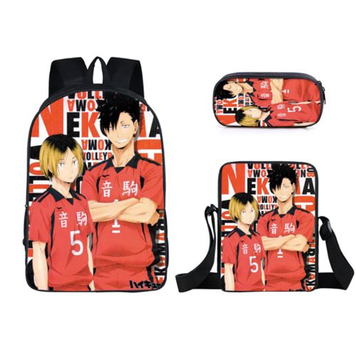 Set de 3 pièces Sacs à Dos Haikyuu Rouge 009
