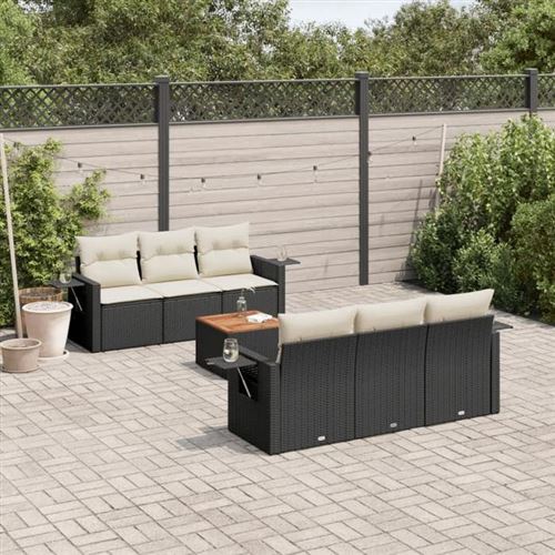 Salon de jardin modulable vidaxl resine tressee noir 7 pieces 62 x 55 x 69 cm