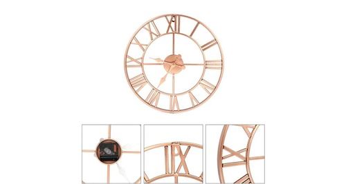 Cuivre romain ajouré horloge murale silencieuse décor à la maison salon conception 40 cm - rose