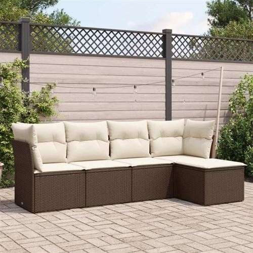Salon de jardin modulable Vidaxl resine tressee marron 5 pieces x 234 x 69
