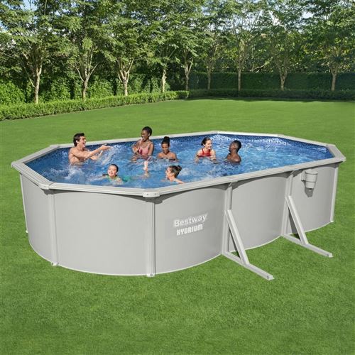 Bestway Piscine Encadrée Hors Sol Ovale Hydrium Pompe de Filtration Echelle de Piscine de Sécurité Arière-cour Jardin Extérieur 610x360x120 cm