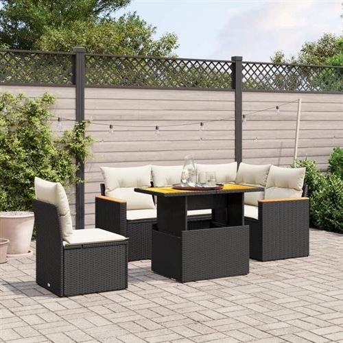 Non Communiqué Noir Vidaxl Salon De Jardin Avec Coussins 6 Pcs, Canapés De Terrasse, Ensemble De Meubles De Patio, Mobilier D'extérieur, 3273079