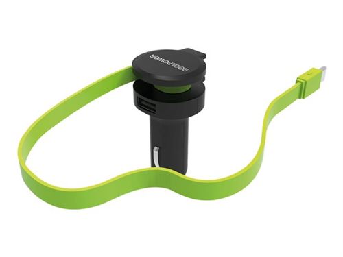 Realpower - Adaptateur d'alimentation pour voiture - 4.8 A - 2 connecteurs de sortie (USB, USB-C)