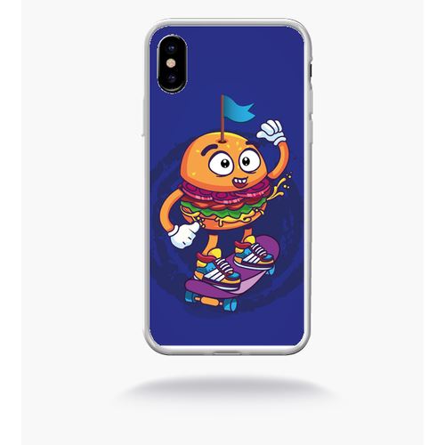 Coque Burger Fond Bleu Electrqiue Compatible Apple Iphone X Bord Transparent