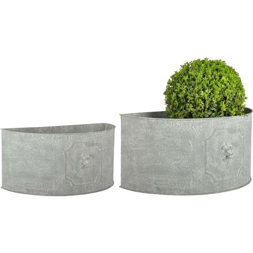 Esschert Design - Pot de fleurs demi-rond Lion (Lot de 2)