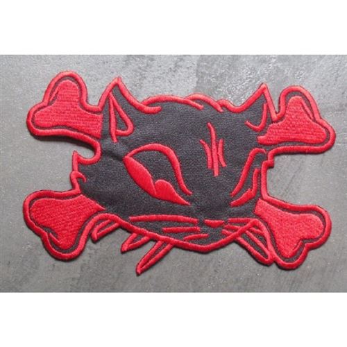 gros patch chat pirate noir rouge dos 19,5cm ecusson pinup